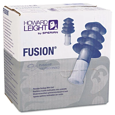 Howard Leight by Honeywell FUS30 HP Fusion Multiple-Use Earplugs  Reg  27NRR  Corded  BE WE  100 Pairs (HOW FUS30HP)