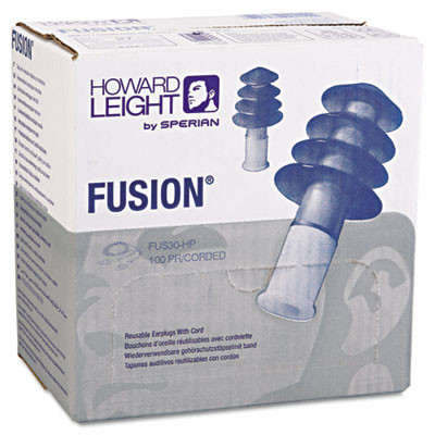Howard Leight by Honeywell FUS30 HP Fusion Multiple-Use Earplugs  Reg  27NRR  Corded  BE WE  100 Pairs (HOW FUS30HP)