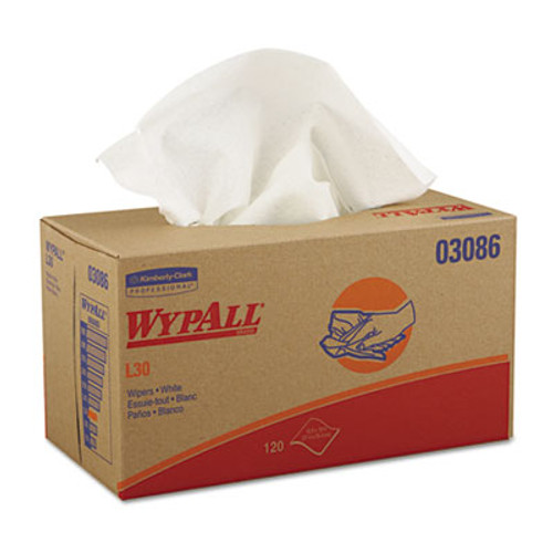 WypAll L30 Towels  POP-UP Box  10 x 9 4 5  White  120 Box  10 Boxes Carton (KCC 03086)
