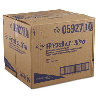 WypAll X70 Foodservice Towels  1 4 Fold  12 1 2 x 23 1 2  Blue  300 Carton (KCC 05927)