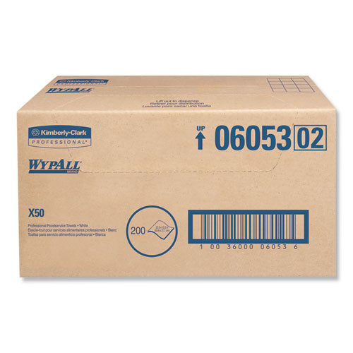 WypAll X50 Foodservice Towels  1 4 Fold  23 1 2 x 12 1 2  White  200 Carton (KCC 06053)