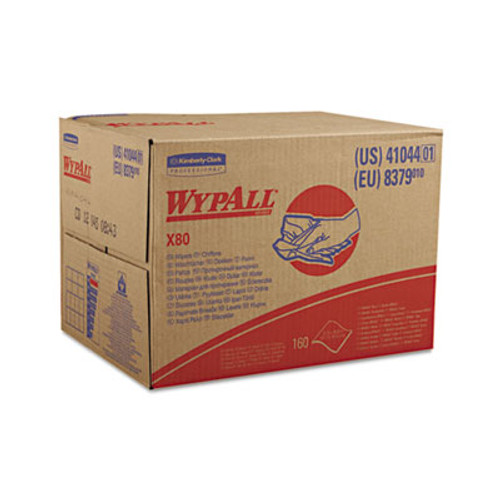 WypAll X80 Cloths  HYDROKNIT  BRAG Box  White  12 1 2 x 16 4 5  160 Box (KCC 41044)