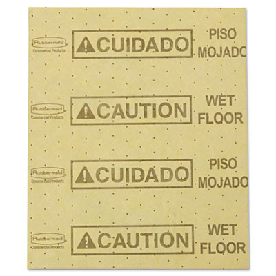 Rubbermaid Commercial Over-the-Spill Pad   Caution Wet Floor   Yellow  16 1 2  x 20   22 Sheets Pad (RCP 4252 YEL)