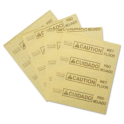 Rubbermaid Commercial Over-the-Spill Pad   Caution Wet Floor   Yellow  16 1 2  x 20   22 Sheets Pad (RCP 4252 YEL)