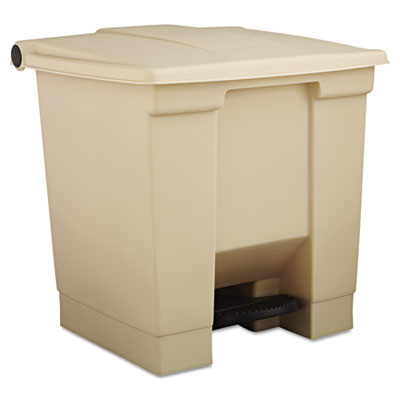 Rubbermaid Commercial Indoor Utility Step-On Waste Container  Square  Plastic  8 gal  Beige (RCP 6143 BEI)