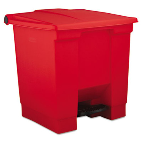 Rubbermaid Commercial Indoor Utility Step-On Waste Container  Square  Plastic  8 gal  Red (RCP 6143 RED)