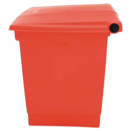 Rubbermaid Commercial Indoor Utility Step-On Waste Container  Square  Plastic  8 gal  Red (RCP 6143 RED)