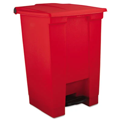 Rubbermaid Commercial Indoor Utility Step-On Waste Container  Square  Plastic  12 gal  Red (RCP 6144 RED)