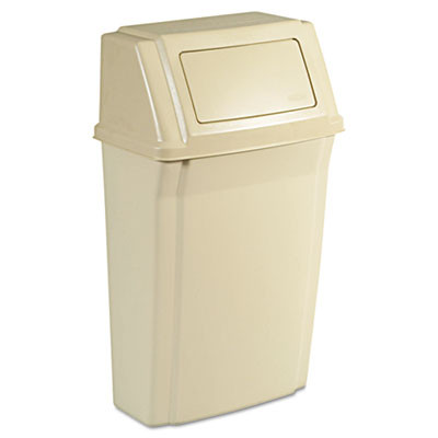 Rubbermaid Commercial Slim Jim Wall-Mounted Container  Rectangular  Plastic  15 gal  Beige (RCP 7822 BEI)