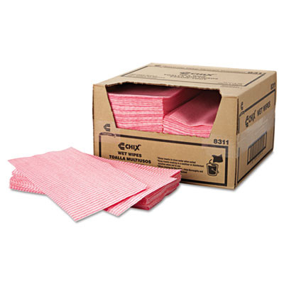 Chix Wet Wipes  11 1 2 x 24  White Pink  200 Carton (CHI 8311)