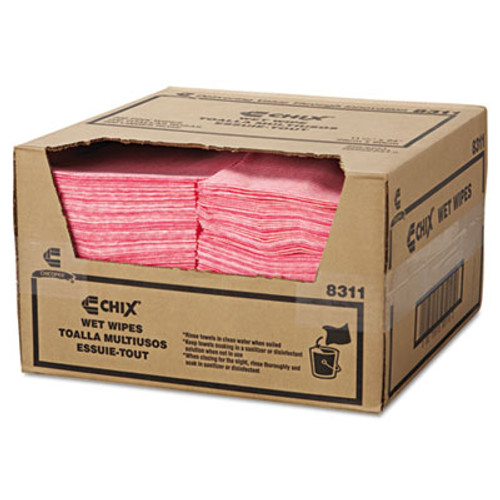 Chix Wet Wipes  11 1 2 x 24  White Pink  200 Carton (CHI 8311)