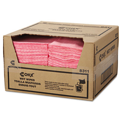 Chix Wet Wipes  11 1 2 x 24  White Pink  200 Carton (CHI 8311)