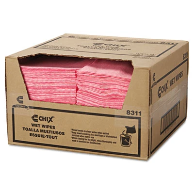 Chix Wet Wipes  11 1 2 x 24  White Pink  200 Carton (CHI 8311)