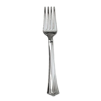 WNA Heavyweight Plastic Forks  Reflections Design  Silver  600 Carton (WNA 610155)