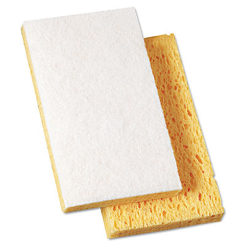 Boardwalk Scrubbing Sponge  Light Duty  3 6 x 6 1  0 7  Thick  Yellow White  Individually Wrapped  20 Carton (PAD 163-20)