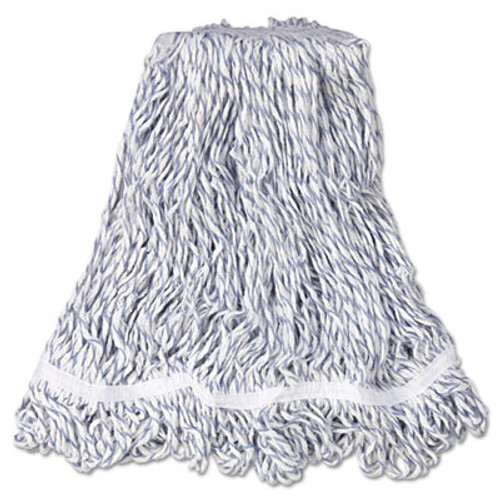 Rubbermaid Commercial Web Foot Finish Mop  White  Med  Cotton Synthetic  1   White Headband  6 Carton (RCP A412)