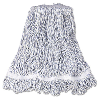 Rubbermaid Commercial Web Foot Finish Mop  White  Med  Cotton Synthetic  1   White Headband  6 Carton (RCP A412)