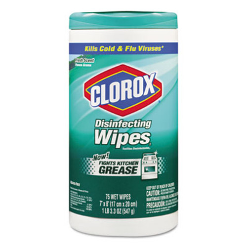 Clorox Disinfecting Wipes  Fresh Scent  7 x 8  White  75 Canister  6 Canisters Carton (CLO 01656)