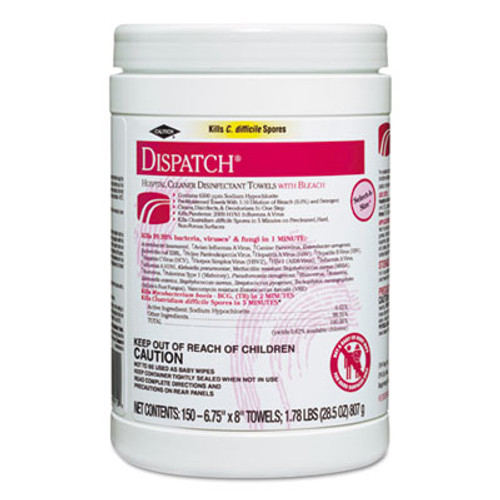 Clorox Healthcare Dispatch Cleaner Disinfectant Towels  6 3 4 x 8  150 Can  8 Canisters Carton (CLO 69150)