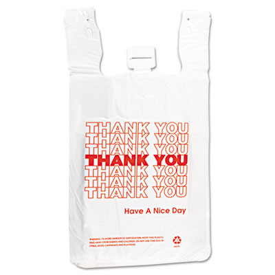 Inteplast Group HDPE T-Shirt Bags  14 microns  12  x 23   White  500 Carton (IBS THW2VAL)