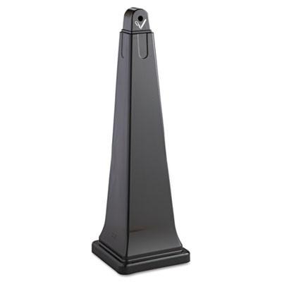 Rubbermaid Commercial GroundsKeeper Cigarette Waste Collector  Pyramid  1 gal  Plastic Steel  Black (RCP 2570-88 BLA)