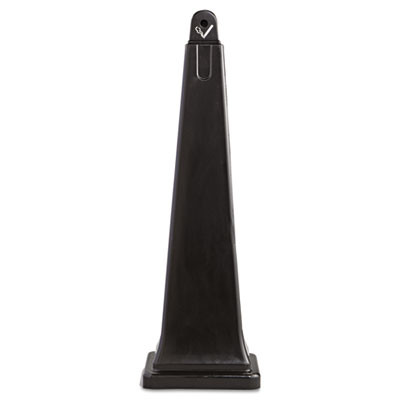 Rubbermaid Commercial GroundsKeeper Cigarette Waste Collector  Pyramid  1 gal  Plastic Steel  Black (RCP 2570-88 BLA)