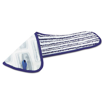 Rubbermaid Commercial Microfiber Finish Pad  18 x 5 1 2  Blue White  6 Box (RCP Q800 WHI)