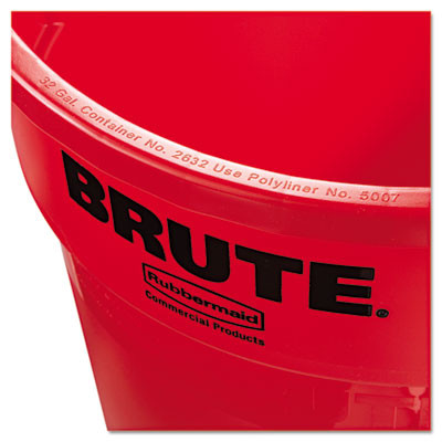 Rubbermaid Commercial Round Brute Container  Plastic  32 gal  Red (RCP 2632 RED)