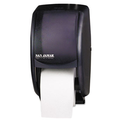 San Jamar Duett Standard Bath Tissue Dispenser  2 Roll  7 1 2w x 7d x 12 3 4h  Black Pearl (SAN R3500TBK)