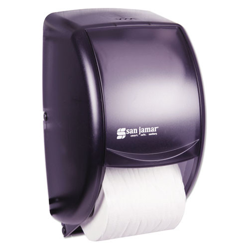 San Jamar Duett Standard Bath Tissue Dispenser  2 Roll  7 1 2w x 7d x 12 3 4h  Black Pearl (SAN R3500TBK)