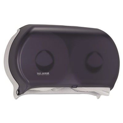 San Jamar Twin 9  Jumbo Tissue Dispenser  19 x 5 1 4 x 12  Transparent Black Pearl (SAN R4000TBK)