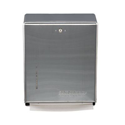 San Jamar C-Fold Multifold Towel Dispenser  Stainless Steel  11 3 8 x 4 x 14 3 4 (SAN T1900SS)