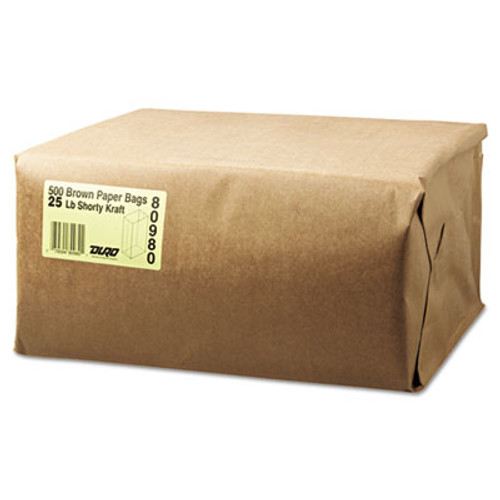 General Grocery Paper Bags  40 lbs Capacity   25 Squat  8 25 w x 6 13 d x 15 88 h  Kraft  500 Bags (BAG GK25S-500)