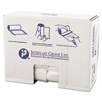 Inteplast Group High-Density Interleaved Commercial Can Liners  30 gal  16 microns  30  x 37   Clear  500 Carton (IBS S303716N)