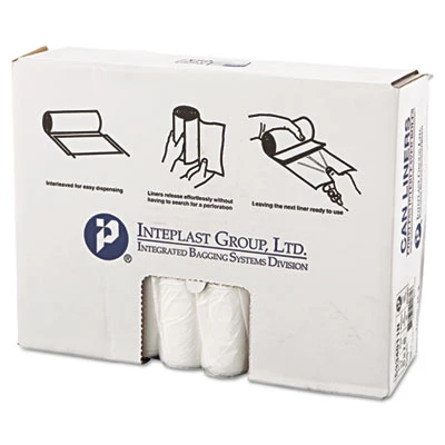Inteplast Group High-Density Interleaved Commercial Can Liners  33 gal  11 microns  33  x 40   Clear  500 Carton (IBS S334011N)