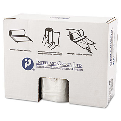 Inteplast Group High-Density Interleaved Commercial Can Liners  60 gal  22 microns  38  x 60   Clear  150 Carton (IBSS386022N)