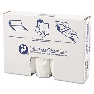 Inteplast Group High-Density Interleaved Commercial Can Liners  45 gal  12 microns  40  x 48   Clear  250 Carton (IBS S404812N)