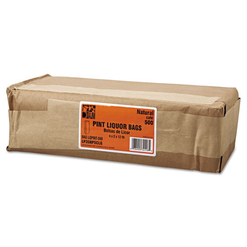 General Grocery Pint-Sized Paper Bags for Liquor Takeout  35 lbs Capacity  Pint  3 75 w x 2 25 d x 11 25 h  Kraft  500 Bags (BAG LQPINT-500)