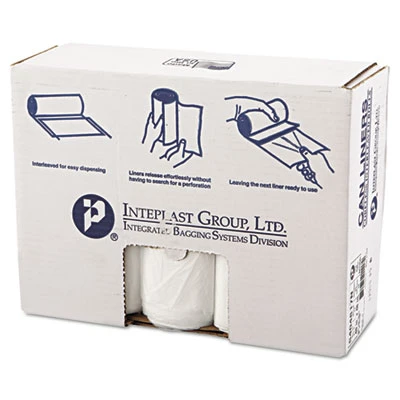 Inteplast Group High-Density Interleaved Commercial Can Liners  45 gal  17 microns  40  x 48   Clear  250 Carton (IBS S404817N)