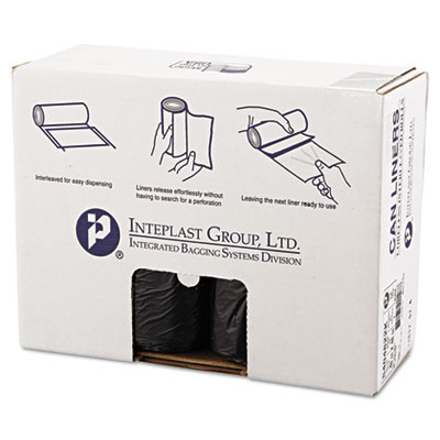 Inteplast Group High-Density Interleaved Commercial Can Liners  45 gal  22 microns  40  x 48   Black  150 Carton (IBS S404822K)