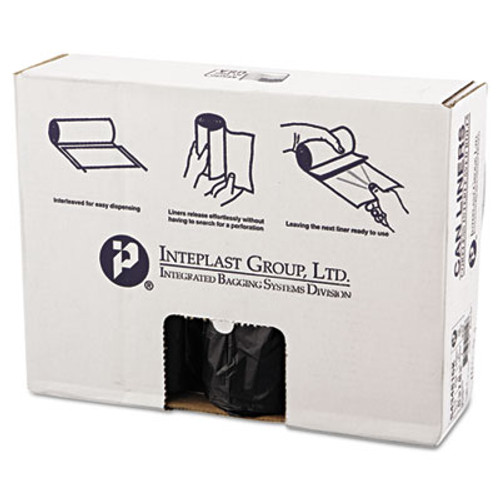 Inteplast Group High-Density Interleaved Commercial Can Liners  60 gal  16 microns  43  x 48   Black  200 Carton (IBS S434816K)