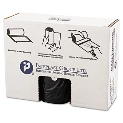 Inteplast Group High-Density Commercial Can Liners Value Pack  60 gal  19 microns  38  x 58   Black  150 Carton (IBS VALH3860K22)