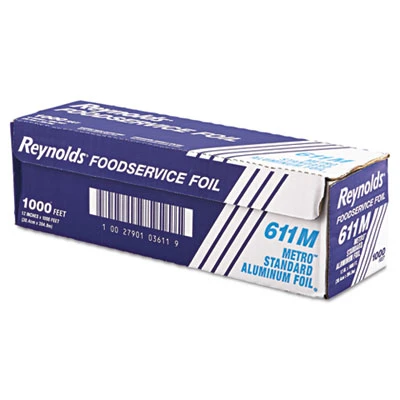 Reynolds Wrap Metro Aluminum Foil Roll  Lighter Gauge Standard  12  x 1000 ft  Silver (REY 611M)