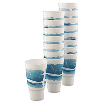 Dart Horizon Hot Cold Foam Drinking Cups  32oz  Teal White  16 Bag  25 Bags Carton (DCC 32AJ20H)