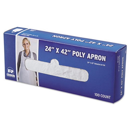 AmerCareRoyal Poly Apron  White  24 in  W x 42 in  L  One Size Fits All  1000 Carton (RPP DA2442)