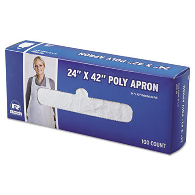 AmerCareRoyal Poly Apron  White  24 in  W x 42 in  L  One Size Fits All  1000 Carton (RPP DA2442)