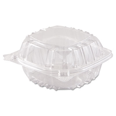 Dart ClearSeal Hinged-Lid Plastic Containers  6 x 5 4 5 x 3  Clear  500 Carton (DCC C57PST1)