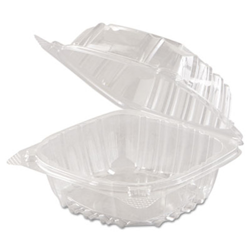 Dart ClearSeal Hinged-Lid Plastic Containers  6 x 5 4 5 x 3  Clear  500 Carton (DCC C57PST1)