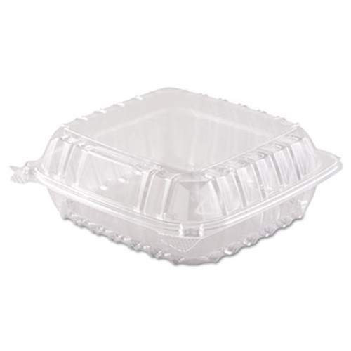Dart ClearSeal Hinged-Lid Plastic Containers  8 3 10 x 8 3 10 x 3  Clear  250 Carton (DCC C90PST1)