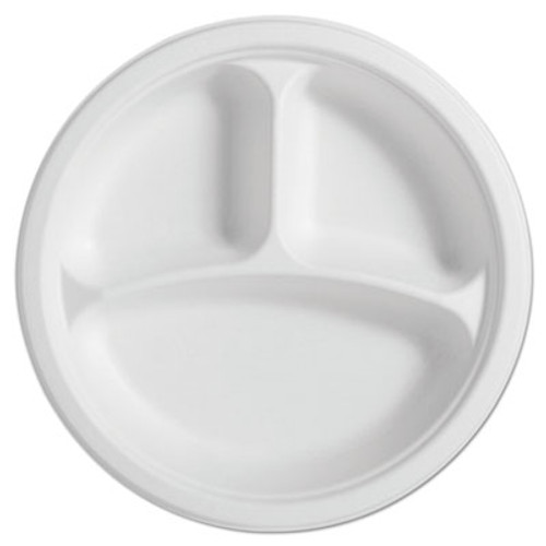 Chinet PaperPro Naturals Fiber Round Plates  3-Comp  10 1 4   Natural  125 PK  4 PK CT (HUH PAPRO3)